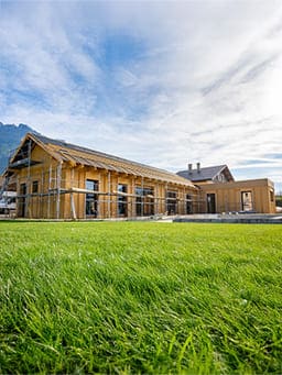 Maison bois préfabriquée Blokiwood en construction