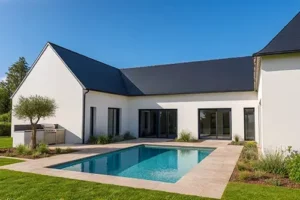 Maison bois neuve en U avec piscine Dreux