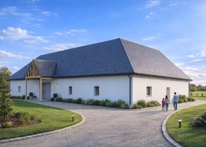 Maison bois neuve avec ensuit blanc et tuies ardoise chartres
