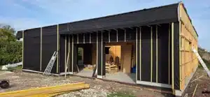Chantier construction maison bois à Etaules (1)
