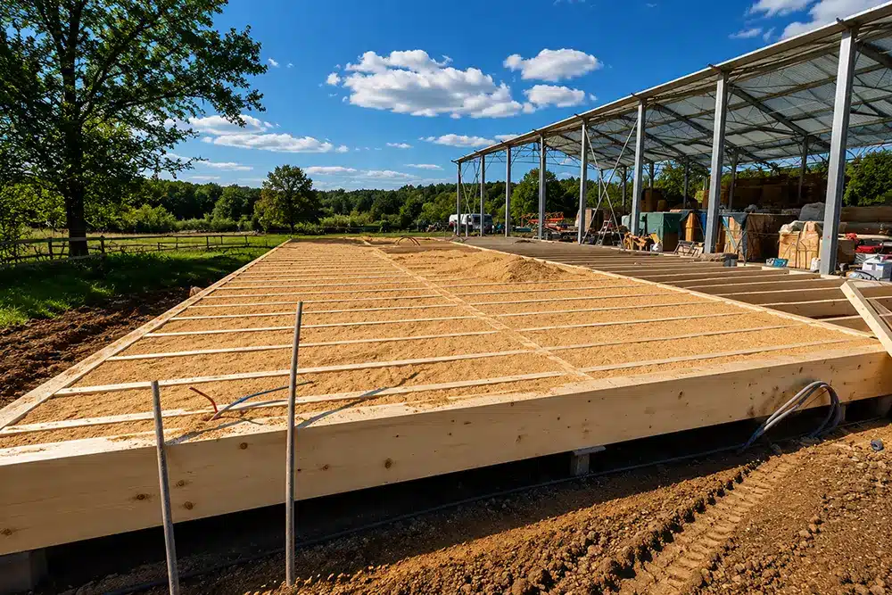 Dalle bois préfabriquée technopieux isolée en paille de riz