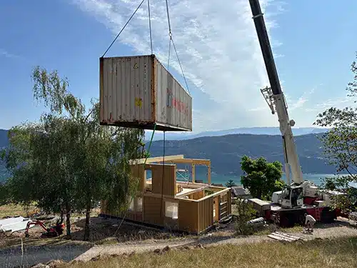 pose conteneur sur structure bois