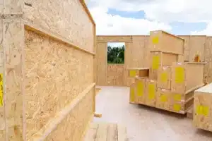Chantier maison bois paille blocs pré-isolés